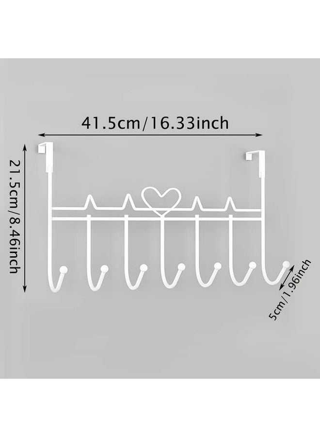 Black Metal Door Hanger 7 Hooks Space Saving Vertical Storage Organizer - Image 3