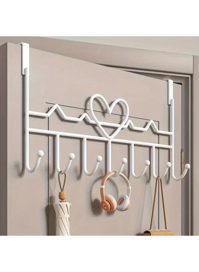 Black Metal Door Hanger 7 Hooks Space Saving Vertical Storage Organizer - Image 2
