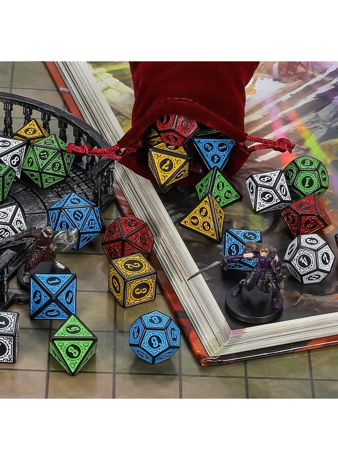 CiaraQ CiaraQ Polyhedral Dice with 5 Pouches, 5 Sets of Retro Dice for MTG DND Board Games, 35 Pieces  - Image 4