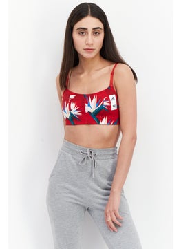 Adidas Women Sportswear Fit Lightly Padded Training Sports Bra, Red Combo  - Image 1