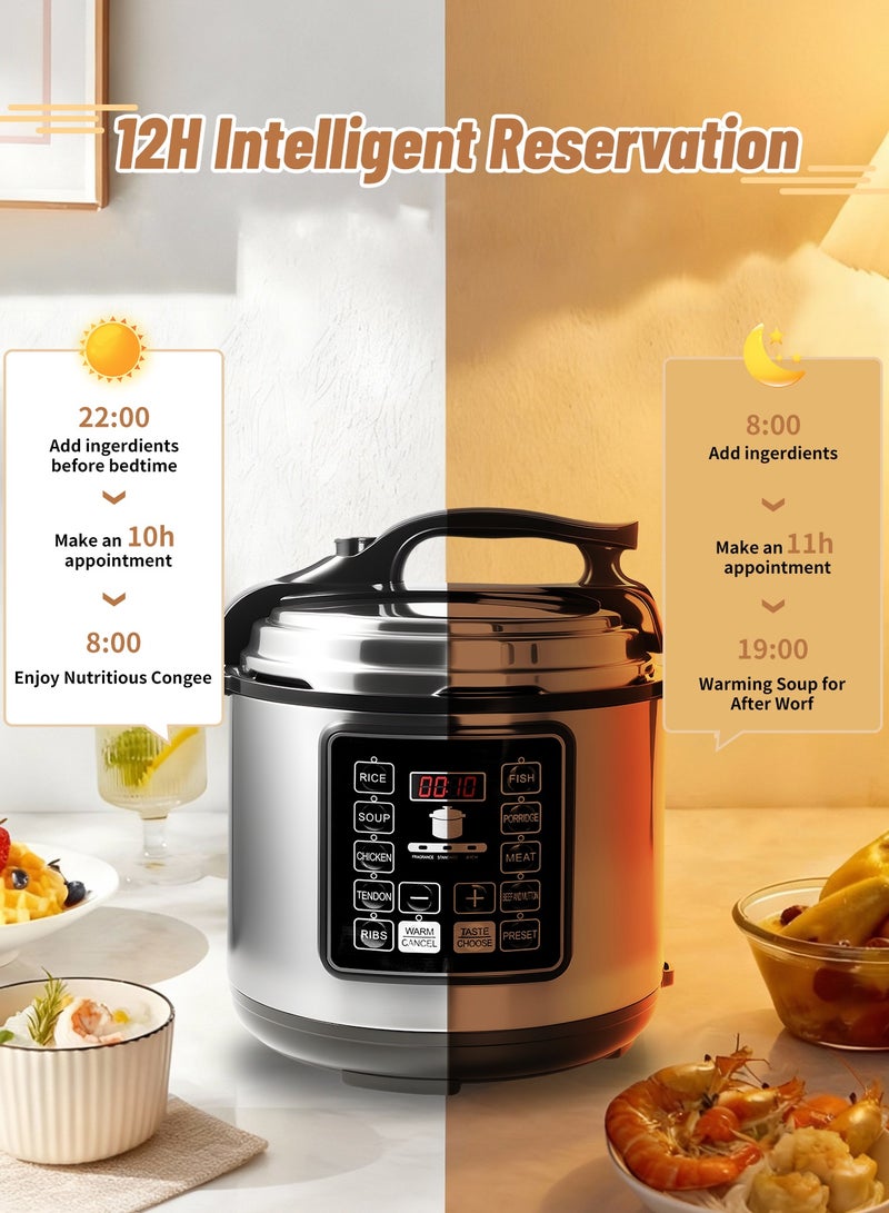 INFOSUN Electric Pressure Cooker, 6 Liters, Smart Pot Eko,9 In 1 Rice Cooker, Slow Cooker, Steamer, Sauté Pot, Yogurt Maker & More,14 Smart Programs 6 L 1000 W Silver/Black - Image 4