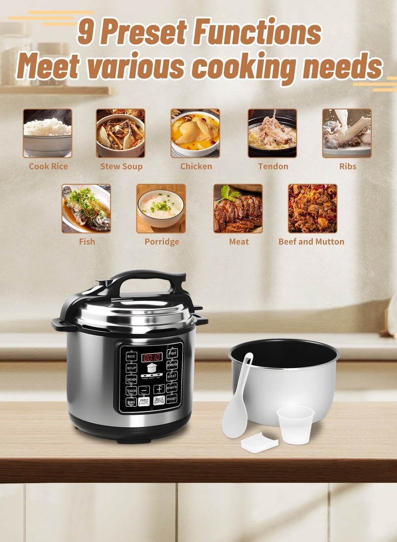 INFOSUN Electric Pressure Cooker, 6 Liters, Smart Pot Eko,9 In 1 Rice Cooker, Slow Cooker, Steamer, Sauté Pot, Yogurt Maker & More,14 Smart Programs 6 L 1000 W Silver/Black - Image 3