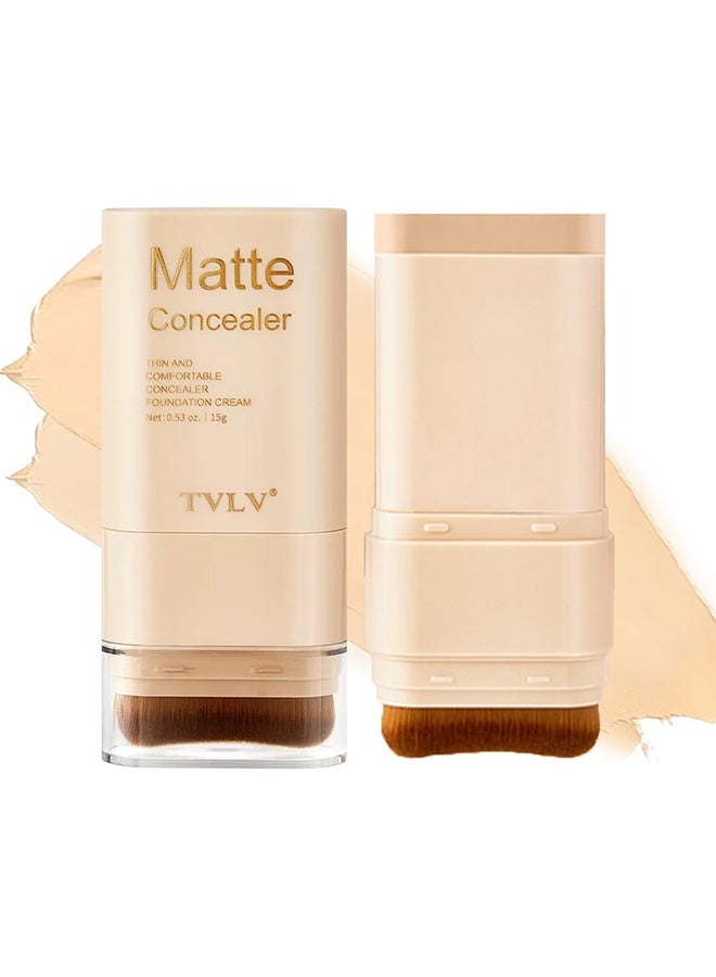TVLV Matte Concealer - Foundation Stick, 2 in 1 Dual-Ended Eraser Contour Stick with Brush, Tinted Moisturizer, Skin Tint, Face Foundation, Radiant & Dewy Finish for Face Makeup, Sheer to Medium Coverage (＃1) - Image 1