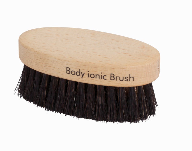 Redecker Ionic Massage Body Brush with Horsehair Bristles Threaded with Fine Bronze Wires, Oiled Beechwood Handle, 3-1/2-Inches - Image 1
