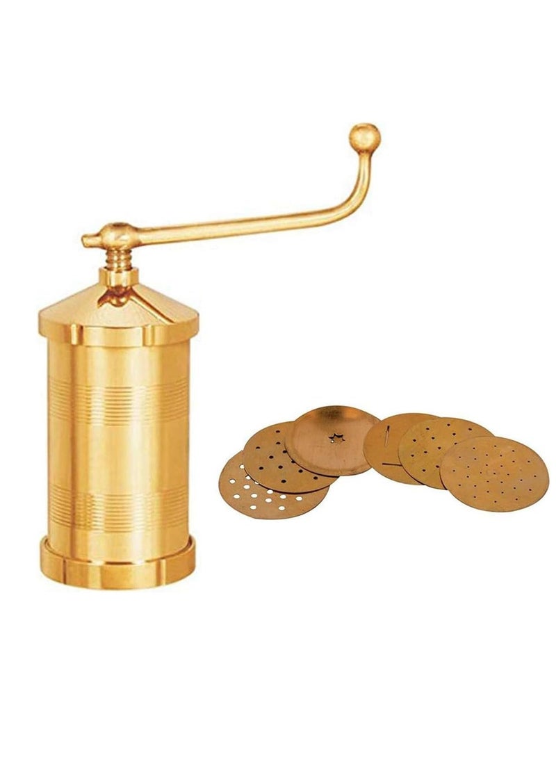 Ayda Brass Sev Sancha, Murukku, Chakli, Bhujia, Farsan Maker with 6 plates 450g  - Image 1