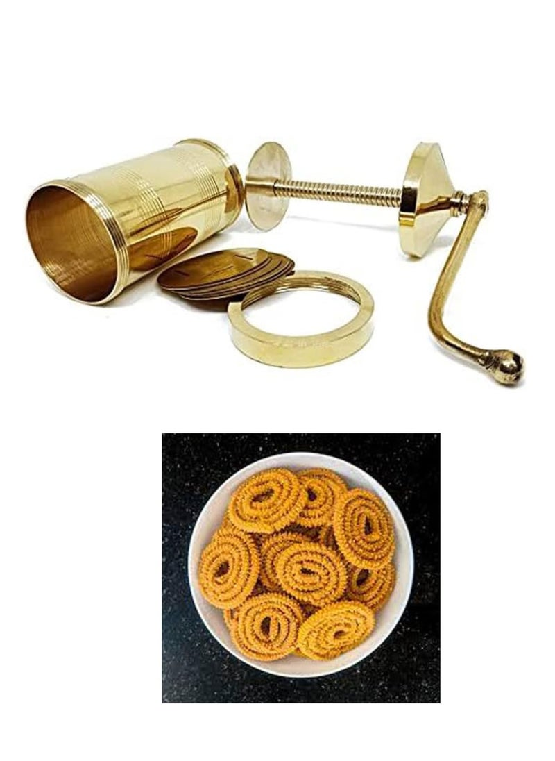 Ayda Brass Sev Sancha, Murukku, Chakli, Bhujia, Farsan Maker with 6 plates 450g  - Image 3