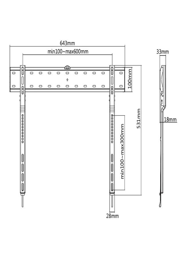 Skill Tech SH 4280UF Ultra-Thin Fixed TV Wall Mount Bracket for 43-80 Inch Screens, VESA 600x400, Micro-Gap 18mm Profile, Max Load 40kg – Black  - Image 3