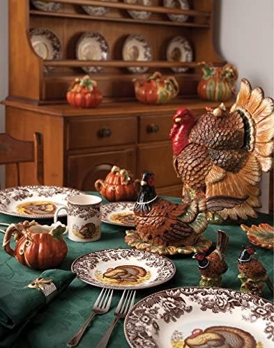 Spode Woodland Turkey Dinner Plate - 10.5" Traditional Thanksgiving Design with Historic British Floral Border, Fine Earthenware - Dishwasher, Microwave & Warm Oven Safe - Made in England - Image 3