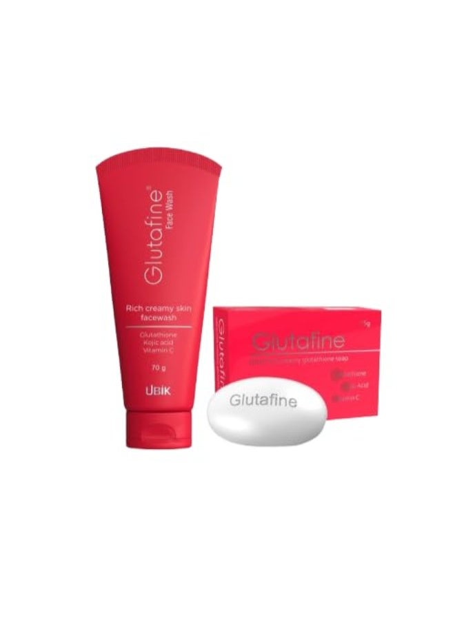 Ethiglo Glutafine Face Wash 70g And Glutafine Skin Lightening Soap, 75g - Image 1
