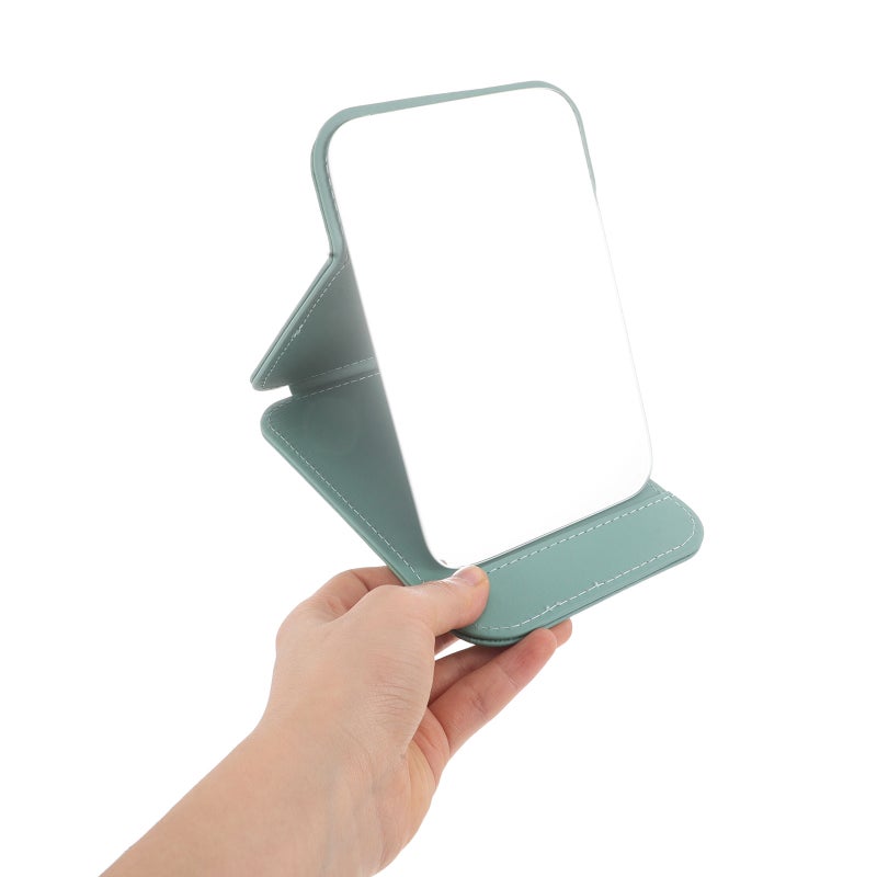 Makeup Mirror Portable With Stand Folding Desktop Pu Rectangular Vanity Mirror For Vanity Table Office Student Dormitory Bathroom - Image 2