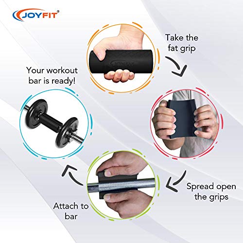 Joyfit Fat Grip for Weightlifting - Non-Slip Pads for Pull-up Bars and Dumbbells, Thick Foam Padded, Muscle Building, High Grip for Men and Women, in Pair (Black) - Image 4