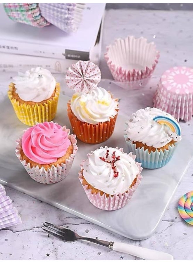 Mini Cupcake Liners Muffin Wrappers Rainbow Bright Baking Cups Paper- Multicolor- 60 Pack - Image 5