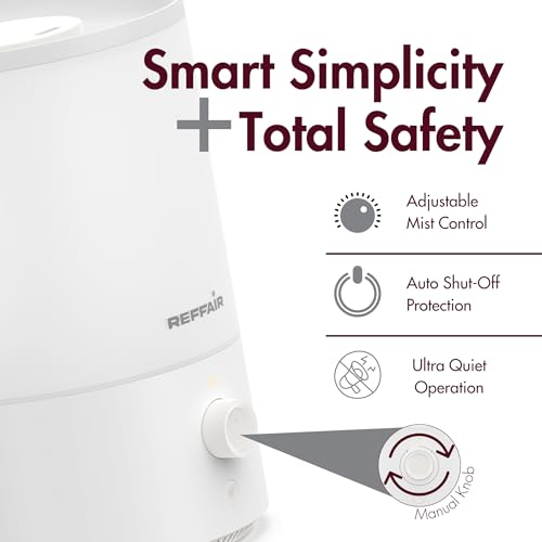 Reffair Caligo 200 3.5L Smart Cool Mist Ultrasonic Humidifier for Bedroom, Top-Fill, Auto Humidity Adjustment, Essential Oil Diffuser, Ideal for Baby Nursery and Indoor Plants (White) - Image 3