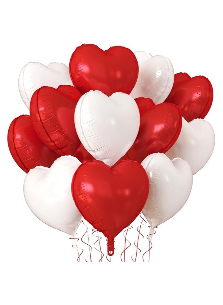 Boxwoods 12 Pieces Of Red And White Heart Shape Foil Balloons For Birthday Anniversary And valentine day Decoration
