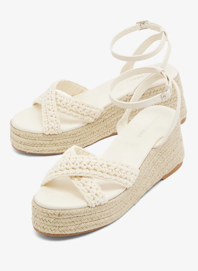 GLAMOROUS  Crochet Espadrille Platform Wedge Sandals for Women | Best Price UAE