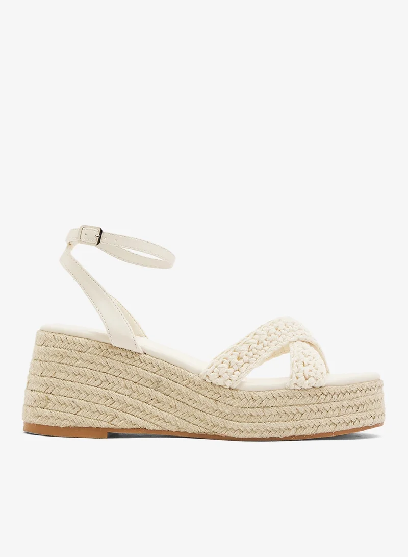 GLAMOROUS Crochet Espadrille Platform Heeled Sandals