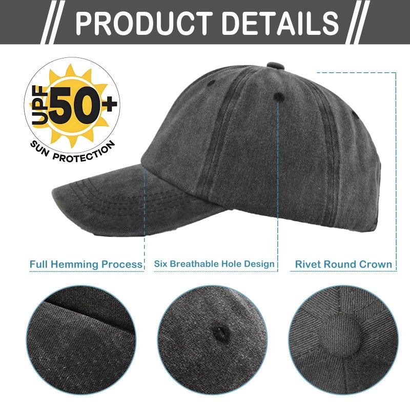 LYDTICK 8 Pack Vintage Washed Baseball Cap Golf Dad Hat Distressed Cotton Plain Trucker Hats for Men Women, 8 Colors - Image 3