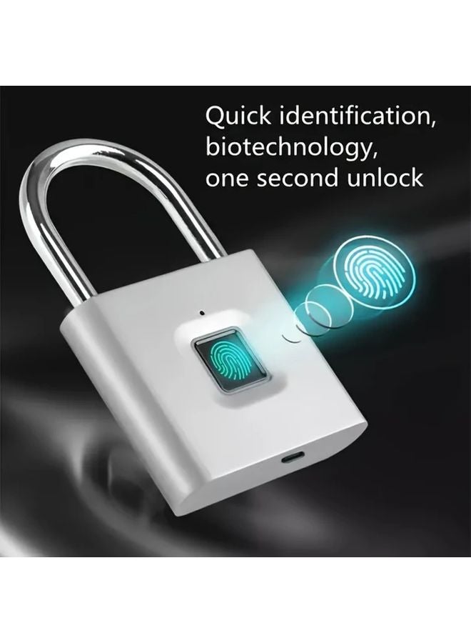 Upgraded Type C Fingerprint Padlock Zinc Alloy Black Records 20 Fingerprints - Image 3
