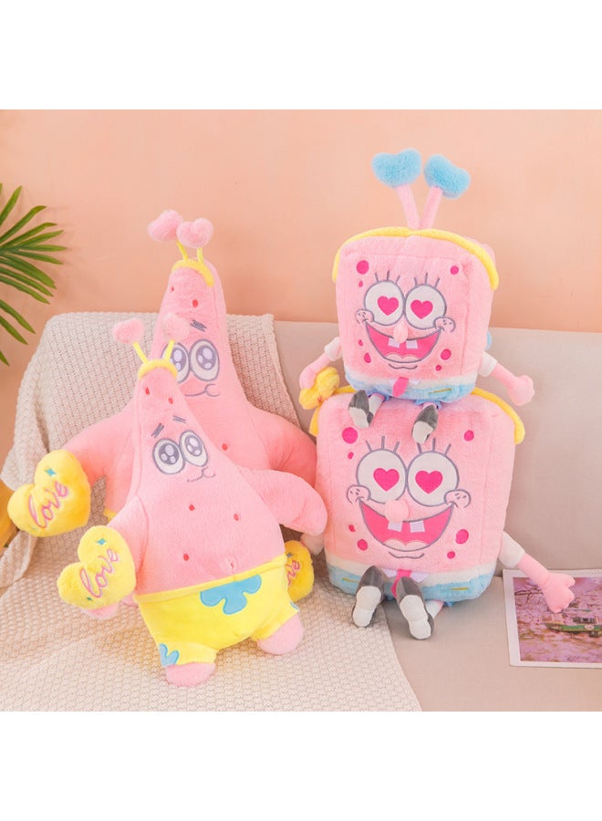 Pink Spongebob Squarepants Plush Toy Big Star Doll Ins Style Girl Heart Doll Ragdoll Pillow Generation Hair-Color:Pink Spongebob-Height:45cm(0.28kg) - Image 1