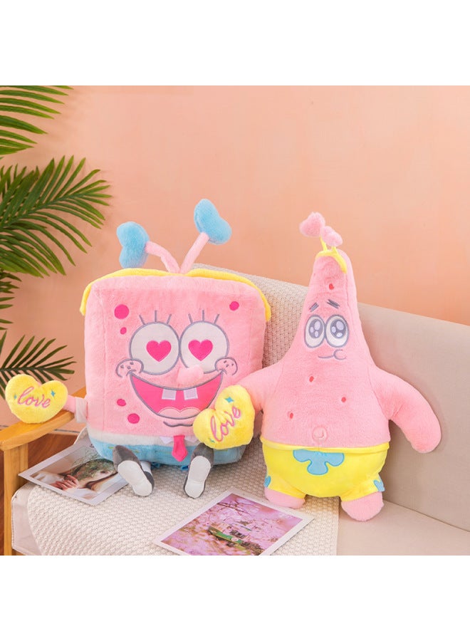 Pink Spongebob Squarepants Plush Toy Big Star Doll Ins Style Girl Heart Doll Ragdoll Pillow Generation Hair-Color:Pink Spongebob-Height:45cm(0.28kg) - Image 4