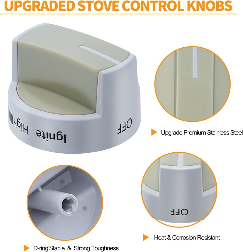 atgestore Upgraded W10339443 Stove Knobs Replacement Parts for Whirlpool Gas Stove Knobs WPW10339443 Range Burner Knob WFG320M0BW2 WFG505M0BS0 Whirlpool Gas Range Oven Burner Control Knobs - Image 3