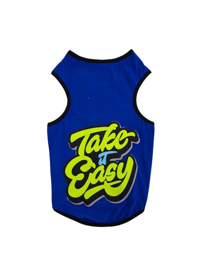Urban pets Petwear Take It Easy Cotton Printed Dog T-Shirt Furever Sandoz/Summer Sandoz/Summer Wear/ (Royal Blue, Size : 6Xl)  - Image 1