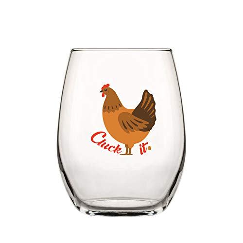 Drinking Divas Cluck It 15oz Stemless Chicken Wine Glass Gift For Farm Lovers Cute Funny Farm Gifts for Mom Girlfriend Wife Best Friend