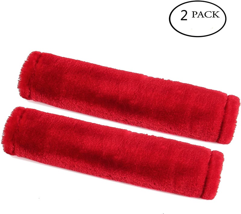 KOZI PET Soft Faux Sheepskin Seat Belt Shoulder Pad for a More Comfortable Driving, Compatible with Adults Youth Kids - Car, Truck, SUV, Airplane,Carmera Backpack Straps 2 Packs Red - Image 2
