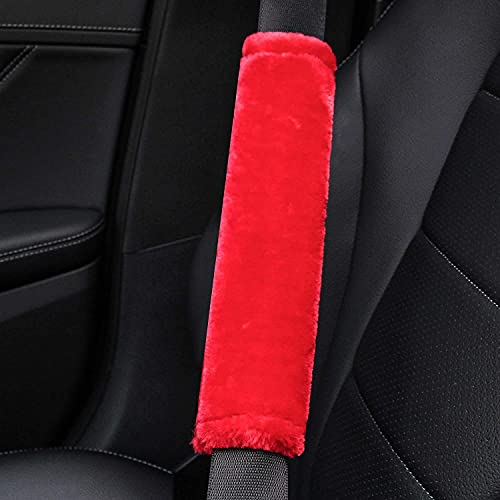 KOZI PET Soft Faux Sheepskin Seat Belt Shoulder Pad for a More Comfortable Driving, Compatible with Adults Youth Kids - Car, Truck, SUV, Airplane,Carmera Backpack Straps 2 Packs Red - Image 4