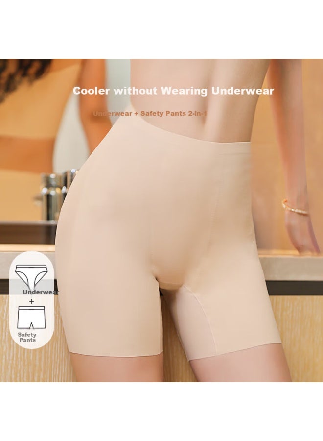 Huyu High Waist Tummy Control Lifting Leggings Elastic Waistband Non-rolling Edge Anti-light Leakage Women White L - Image 3