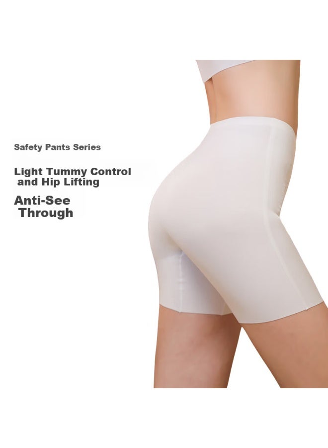 Huyu High Waist Tummy Control Lifting Leggings Elastic Waistband Non-rolling Edge Anti-light Leakage Women White L - Image 1