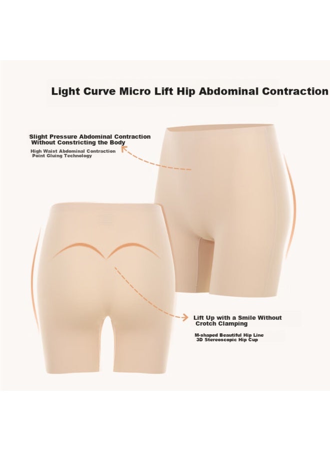 Huyu High Waist Tummy Control Lifting Leggings Elastic Waistband Non-rolling Edge Anti-light Leakage Women White L - Image 2