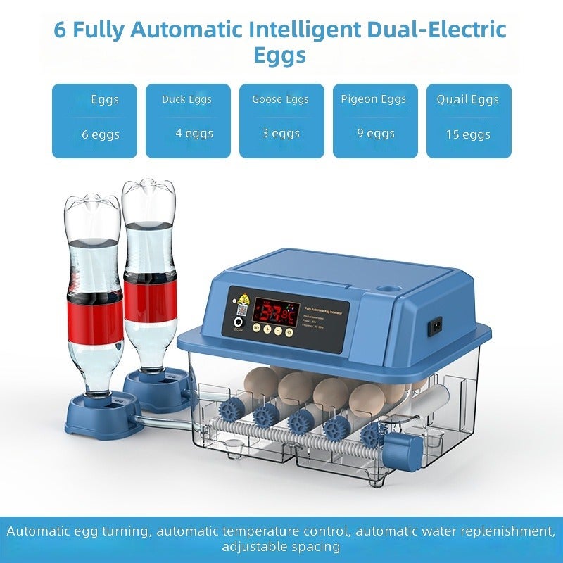 Nuan Fu Bao Smart Automatic Egg Incubator, Small Home Use Digital Hatching Machine with Temperature & Humidity Display, Auto Water Refill & Egg Turning, Adjustable Egg Tray for Chicken & Quail Eggs - Image 1