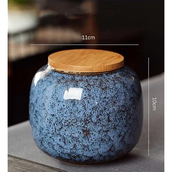 XUDREZ Tea Storage Containers Airtight Tea Caddy Tins Ceramics Tea Canister Tea Sealed Porcelain Storage Jar For TeaSeedCoffee And More Yellow - Image 3