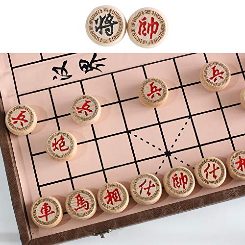 Luoyer 15 inch Chinese Chess Set with PU Leather Foldable Board Xiangqi Portable Chinese Chess Game Set Strategy Xiang Qi Board Games for 2 Players for Teens Adults Family - Image 3