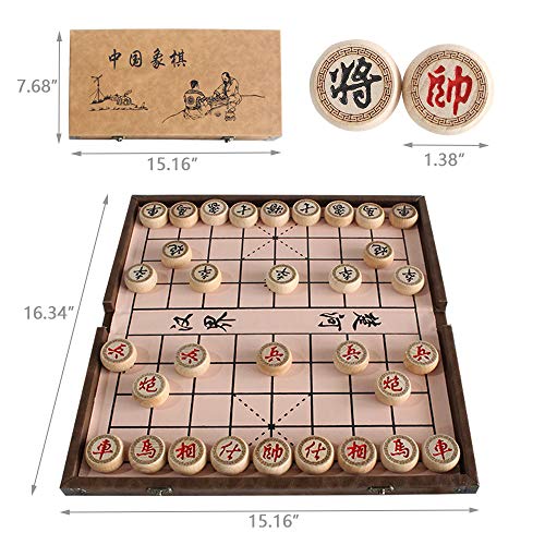 Luoyer 15 inch Chinese Chess Set with PU Leather Foldable Board Xiangqi Portable Chinese Chess Game Set Strategy Xiang Qi Board Games for 2 Players for Teens Adults Family - Image 4