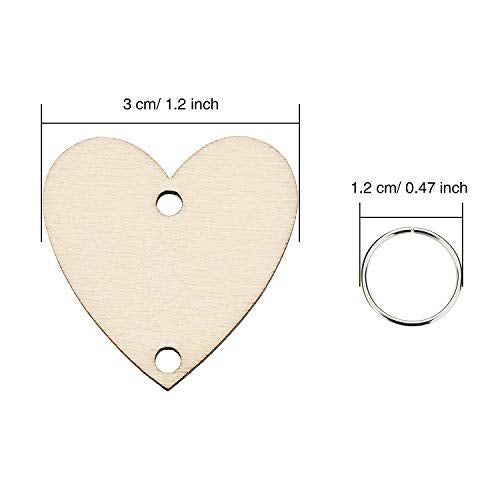 Onwon 100 Pieces Wooden Heart Tags Discs with 2 Holes & 100 Pcs Stainless Steel Rings Connectors for Your DIY Projects Such as Birthday Boards, Chore Boards and Crafts, Diameter is 30 mm/ 1.2 inches - Image 5