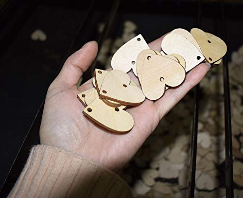 Onwon 100 Pieces Wooden Heart Tags Discs with 2 Holes & 100 Pcs Stainless Steel Rings Connectors for Your DIY Projects Such as Birthday Boards, Chore Boards and Crafts, Diameter is 30 mm/ 1.2 inches - Image 4