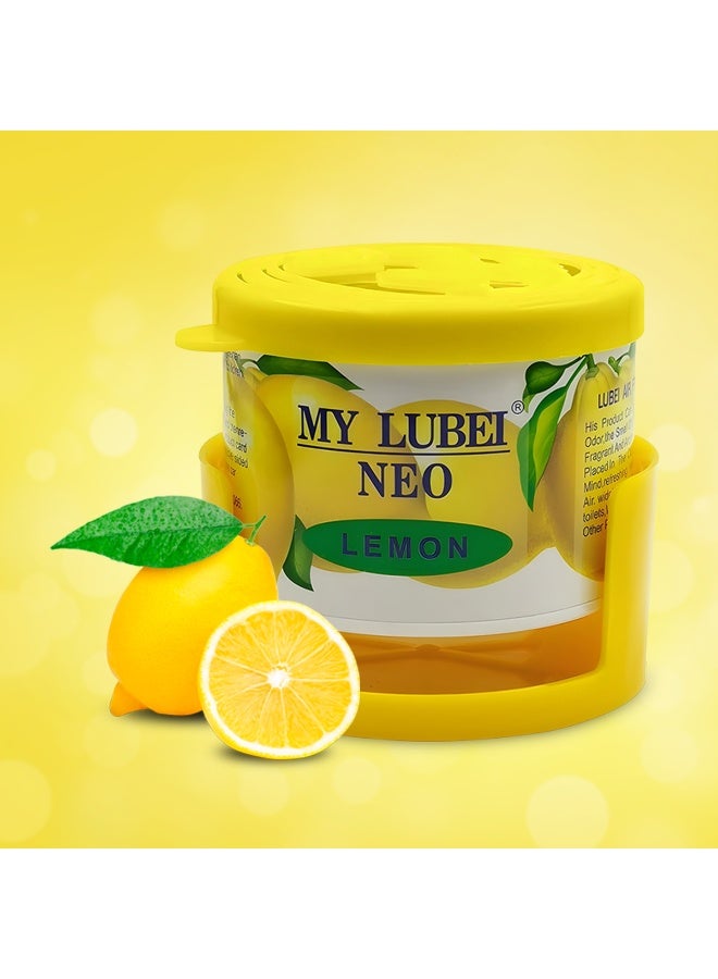 MY LUBEI NEO Lemon Gel Car Air Freshener 90g, No Gas Odor Eliminator Can, Long Lasting Citrus Fragrance for Car Dashboard Cup Holder, Suitable for Home Office Bedroom Living Room, All Season Use - Image 1