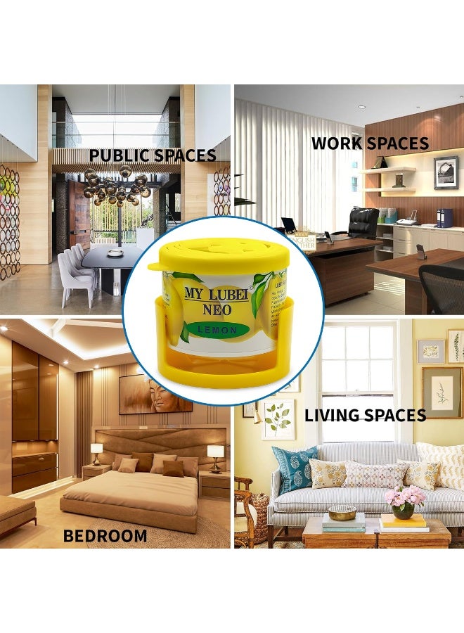 MY LUBEI NEO Lemon Gel Car Air Freshener 90g, No Gas Odor Eliminator Can, Long Lasting Citrus Fragrance for Car Dashboard Cup Holder, Suitable for Home Office Bedroom Living Room, All Season Use - Image 4