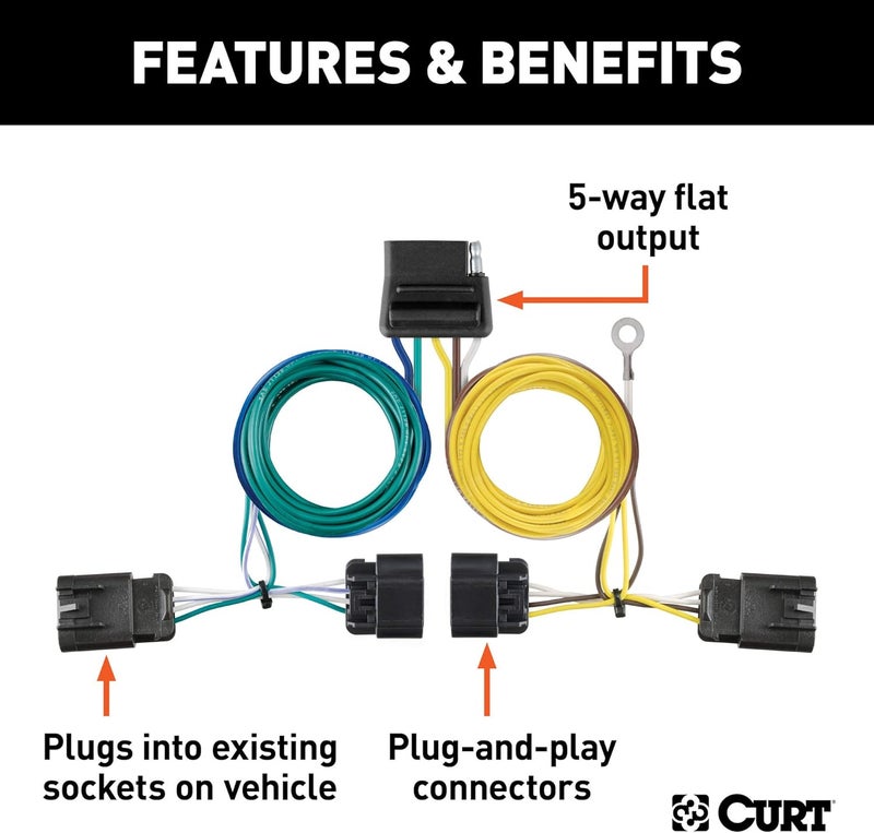 CURT 56594 مجموعة أسلاك مقطورة 5 أسلاك - Image 2