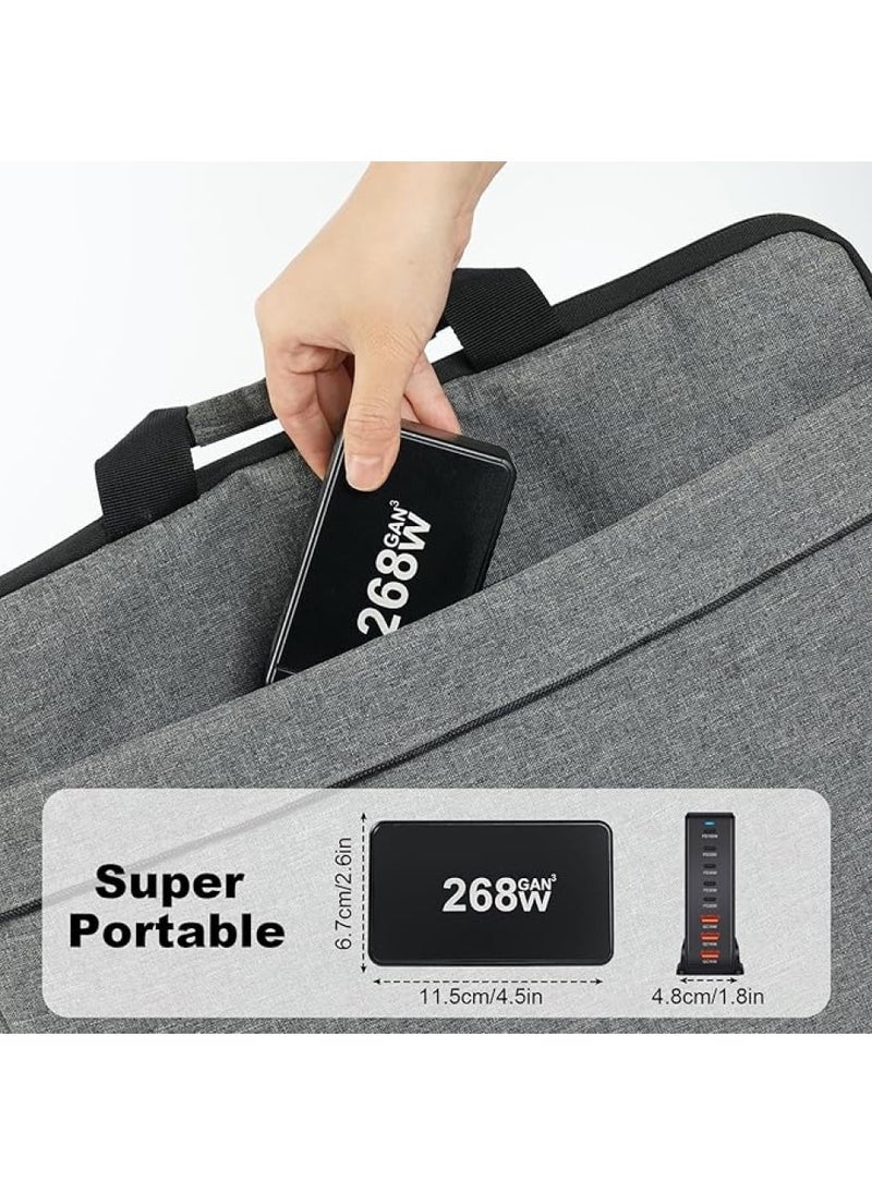 Changli - 268W GaN USB C Charger Station, 8 Port Type C Fast Charging Hub Block, Wall Charger Power Strip Adapter Plug 5 PD USB C 3 QC USB A - GaN Technology - Certified Laptop Charger for Macbook Air, Sumsung S23 iPhone 16,iPad, Galaxy, Honor and More -1.5m Power Cord - Image 1
