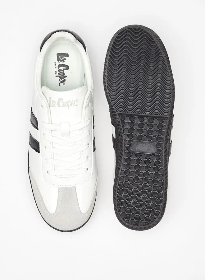 لي كوبر Men's Textured Low Ankle Sneakers with Lace-Up Closure