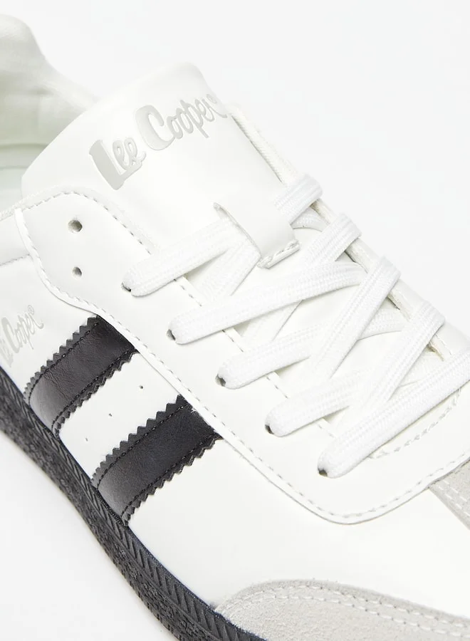 لي كوبر Men's Textured Low Ankle Sneakers with Lace-Up Closure