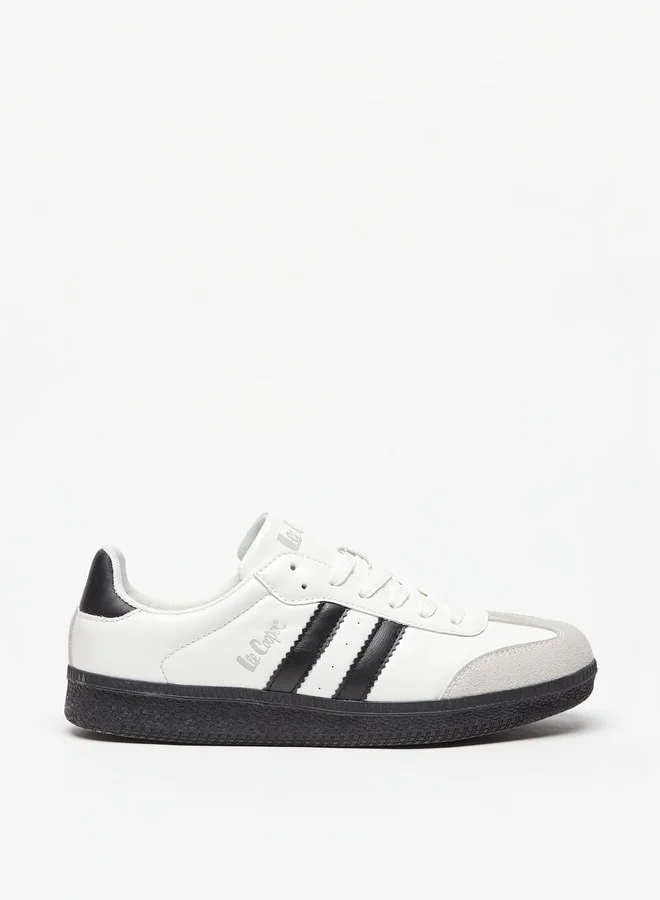 لي كوبر Men's Textured Low Ankle Sneakers with Lace-Up Closure
