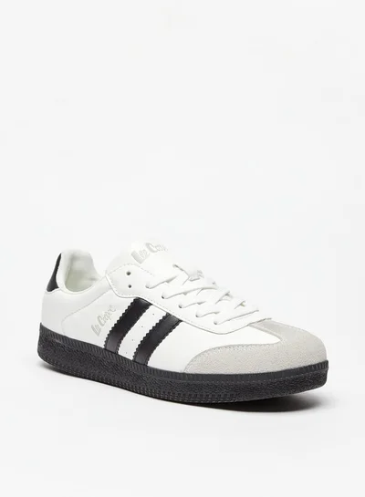 لي كوبر Men's Textured Low Ankle Sneakers with Lace-Up Closure
