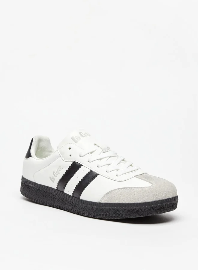 لي كوبر Men's Textured Low Ankle Sneakers with Lace-Up Closure