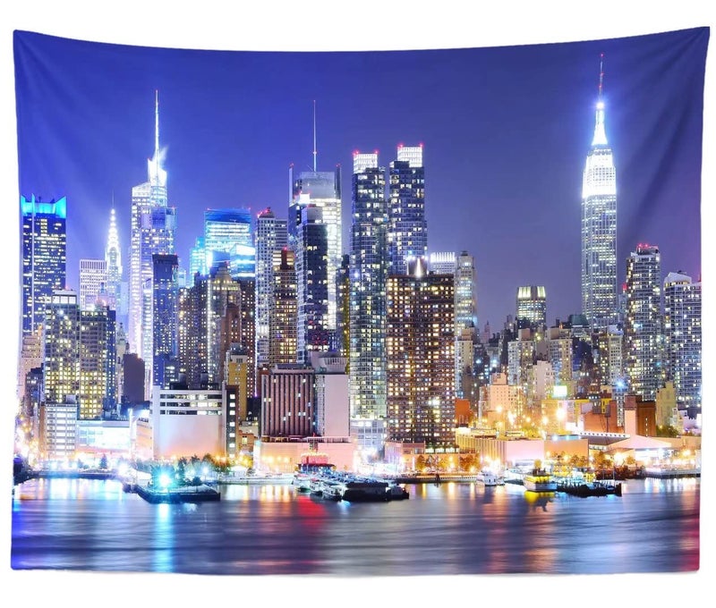 BELECO 7x5ft Fabric New York City Backdrop Manhattan Skyscraper Night View NYC Skyline Background Wallpaper New York Theme Party Decorations Artistic Portrait Shoot Photo Studio Props - Image 3