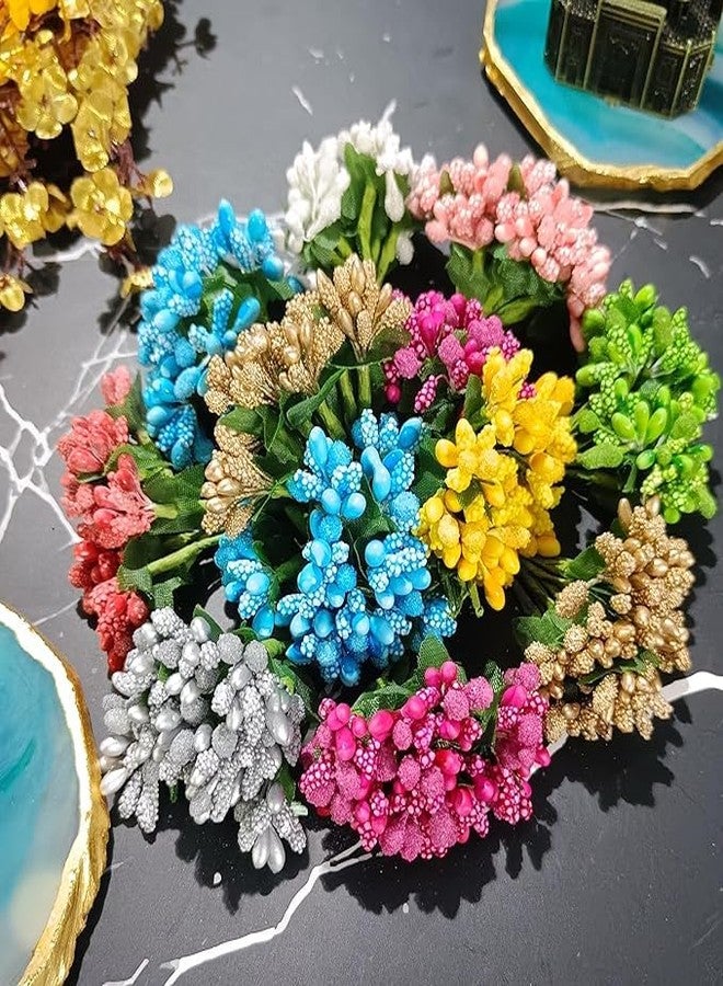 MSGH Artificial Pollen Flowers for Art and Craft Tiara Headband Jewellery Making Pack of 144 Pollens (Multi) - Image 1