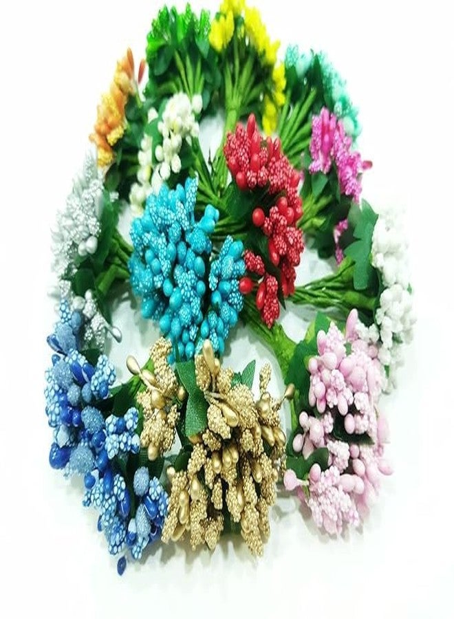 MSGH Artificial Pollen Flowers for Art and Craft Tiara Headband Jewellery Making Pack of 144 Pollens (Multi) - Image 2